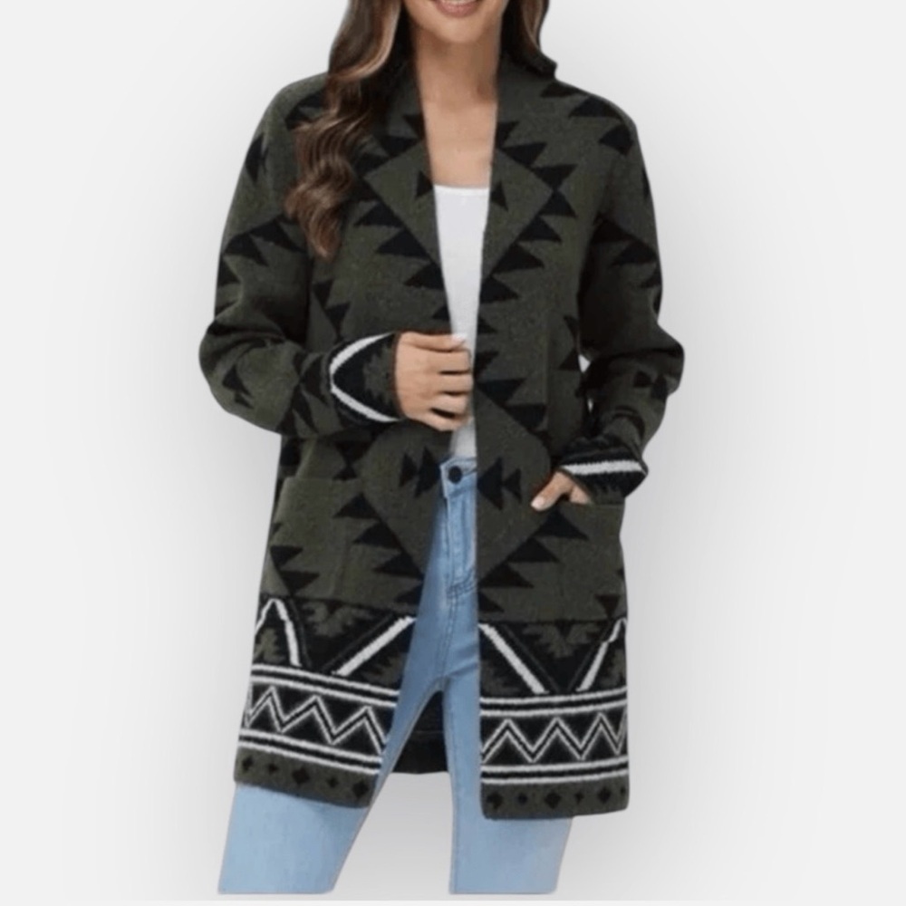 Frye Women's The Cozy Cardigan, Green (Burnt Olive Combo), Size S